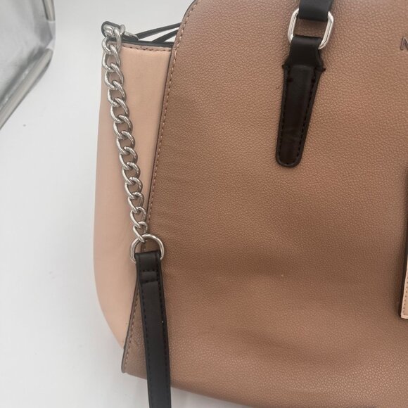 Nine West Purse Large Satchel Handbag Tan/Black with Handle or over Shoulder - Picture 5 of 16